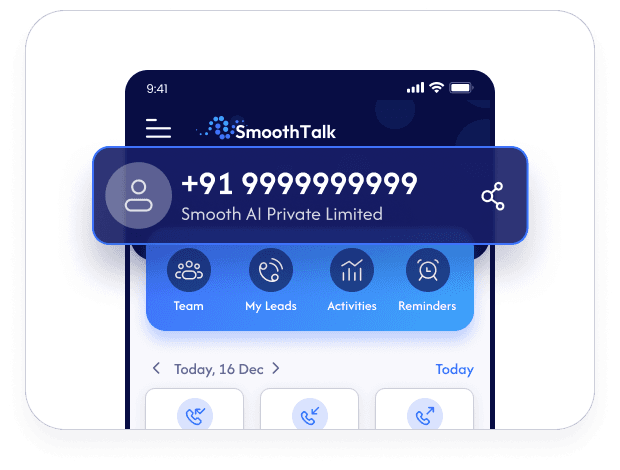 Calling number in SmoothTalk lead management software