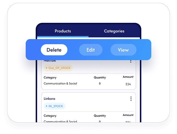 Product List in SmoothTalk Service CRM software